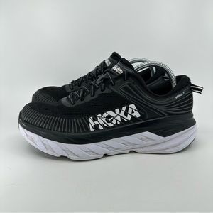 Hoka One One Womens Bondi 7 1110531 Black Round Toe Lace Up Running Shoes 8.5